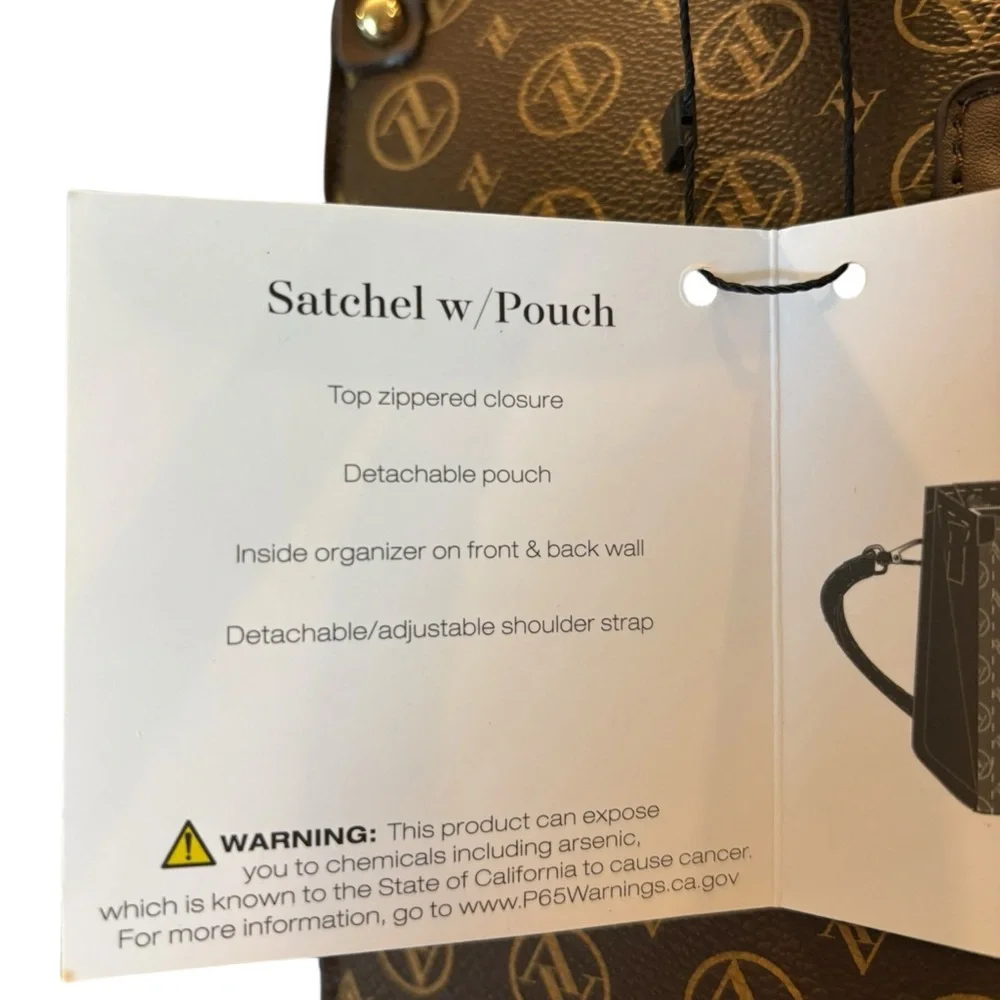 NEW‎ Adrienne Vittadini Signature Sport Collection Satchel Monogram Chocolate